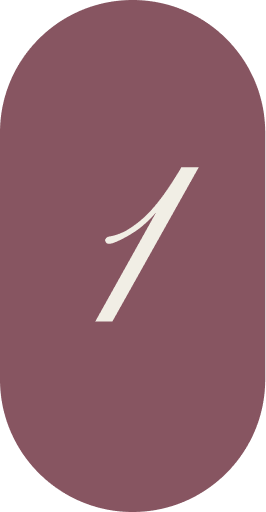 Number 1 displayed in white serif font on mauve rounded rectangle