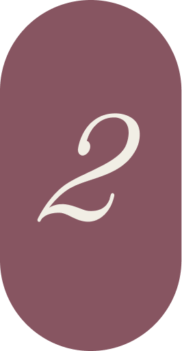 Number 2 displayed in white serif font on mauve rounded rectangle