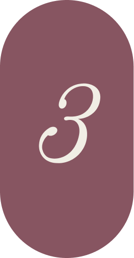 Number 3 displayed in white serif font on mauve rounded rectangle